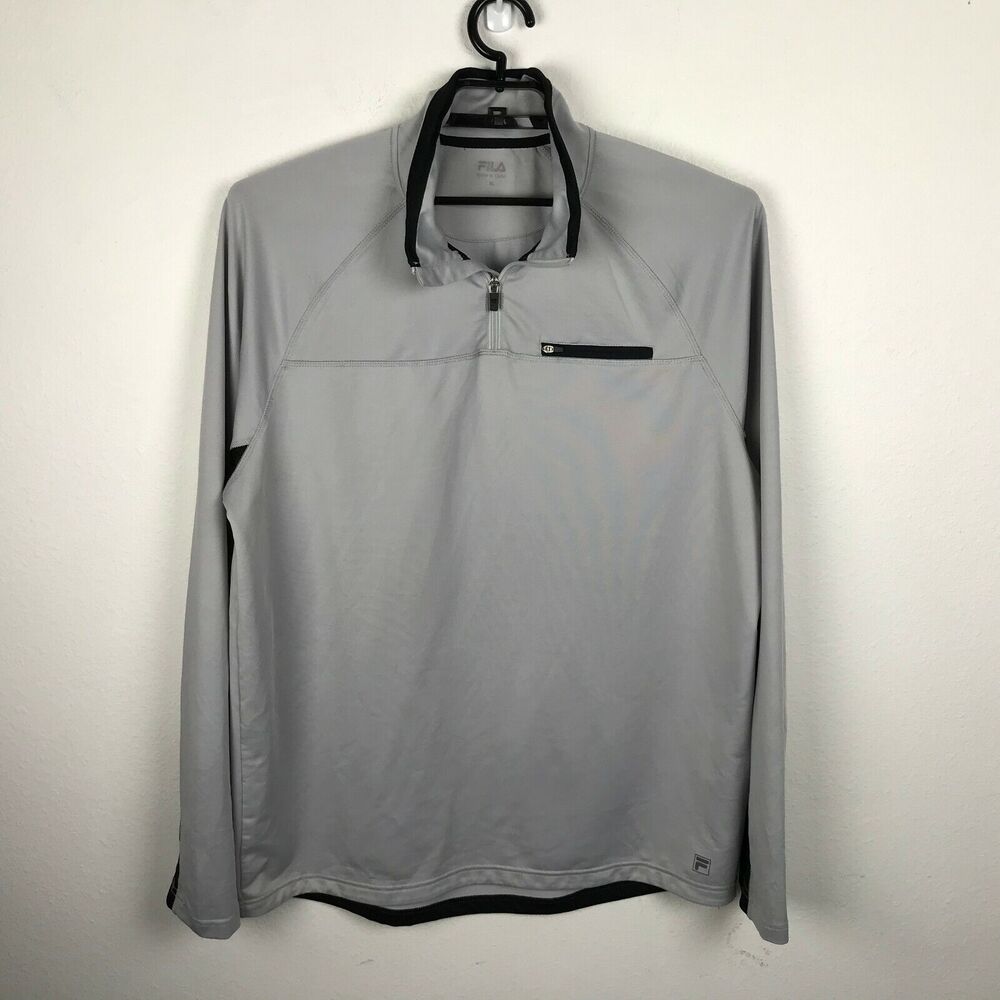 Fila Pullover Size XL Gray Mens Long Sleeve Jacket Polyester Spandex 1/4‎ Zip